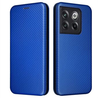 Til OnePlus 10T 5G / ACE Pro 5G Carbon Fiber Texture Smartphone Case PU Læder Magnetisk Autoabsorberet Stand Kortholder Funktion Telefon Shell