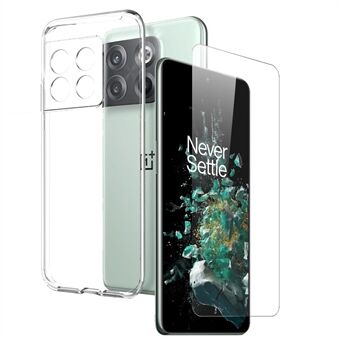 NORTHJO Til OnePlus 10T 5G / ACE Pro 5G TPU etui Telefoncover + HD Skærmbeskytter i klart hærdet glas - Gennemsigtig