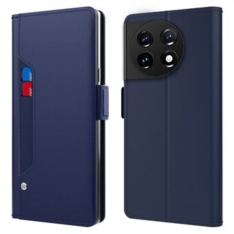 Anti-fald telefoncover til OnePlus 11 5G, PU læder+TPU foldbar Stand Magnetisk telefoncover med makeupspejl