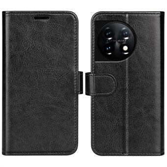 Til OnePlus 11 5G Fuld beskyttelse Crazy Horse Texture PU-læder Magnetisk telefontaske Stand Pung Flip Telefoncover
