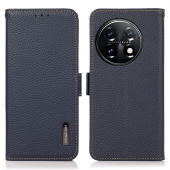 KHAZNEH telefontaske til OnePlus 11 5G RFID- Stand tegnebog Litchi tekstur ægte læder Stødsikker flip telefoncover