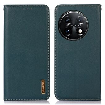 KHAZNEH Anti-drop telefoncover til OnePlus 11 5G ægte okselæder Nappa Texture Stand Wallet Protective Phone Case