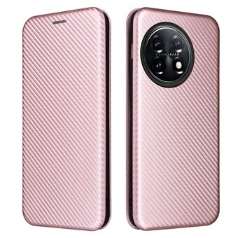 Til OnePlus 11 5G PU Læder Stand Card Slots Case Carbon Fiber Texture Magnetisk Autoabsorberet Folio Telefon Cover