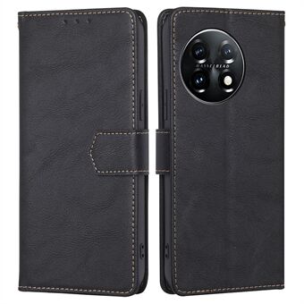 Til OnePlus 11 5G Anti-drop Kohud Tekstur PU Læder Stand Pung Telefon etui RFID blokerende cover