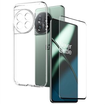 NORTHJO Til OnePlus 11 5G Transparent Telefon TPU-etui + Anti-ridse skærmbeskytter af hærdet glas - Gennemsigtig