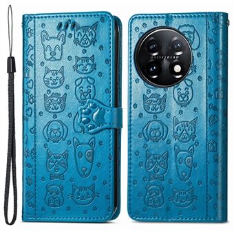 Til OnePlus 11 5G magnetisk pung etui PU læder Kat Hundemønster Flip Beskyttende telefoncover med Stand