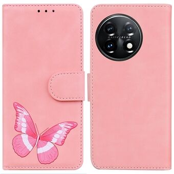 Til OnePlus 11 5G Butterfly Printing Hudvenlig flip læder tegnebogscover Anti-drop Stand