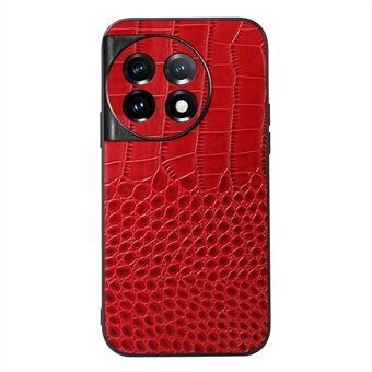 Til OnePlus 11 5G Crocodile Texture Phone Case Ægte okselæder belagt PC+TPU Anti-ridseskal