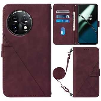 YB Imprinting Series-2 Flip Case til OnePlus 11 5G Imprinted Lines Stand Lædertelefoncover