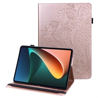 Til Lenovo Tab M10 Plus (3. Gen) / Xiaoxin Pad 2022 10.6 tommer Imprinting Flower PU Læder Tablet-etui med elastisk bånd, beskyttende omslag med kortholder og stander.