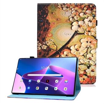 Til Lenovo Tab M10 Plus (3. generation) / Xiaoxin Pad 2022 10,6 tommer mønstret trykt læderetui til tablet, stødsikker, med kortslotsdesign, magnetisk cover med stativ.