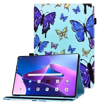 Til Lenovo Tab M10 Plus (Gen 3) mønstertrykning tablet etui PU læder kortlommer stativ folio auto wake up/sleep cover med elastikbånd og penholder.