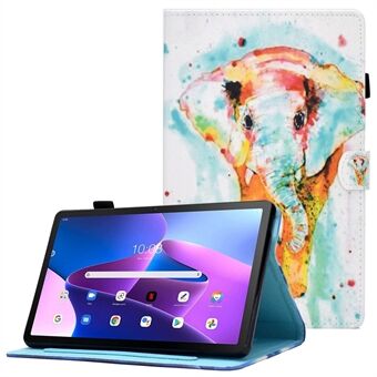 PU Læder Stand Tablet-etui til Lenovo Tab M10 Plus (3. Gen) / Xiaoxin Pad 2022 10,6 tommer, syning mønsterprint kortholder omslag