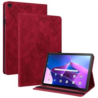 Smørblomst Indgraveret Tablet Etui til Lenovo Tab M10 (Gen 3), PU læderstativ Kortholder Beskyttende Cover