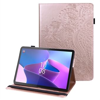 Til Lenovo Tab P11 Gen 2 Flower Imprinting Tablet Shell PU Leather Card Holder Drop-proof Stand Case