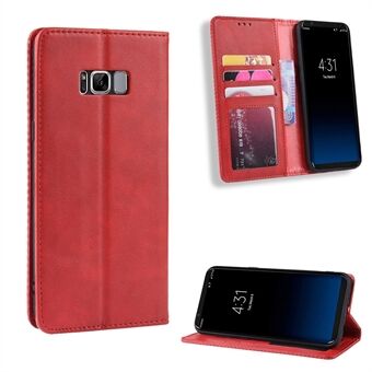 Auto-absorbed Vintage Leather Wallet Stand Shell for Samsung Galaxy S8