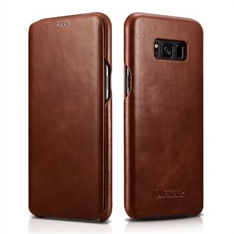 ICARER Curved Edge Vintage Genuine Leather Phone Case for Samsung Galaxy S8 G950