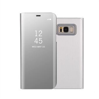 Belagt spejloverflade lædertelefon-etui View Window Stand Shell til Samsung Galaxy S8 G950