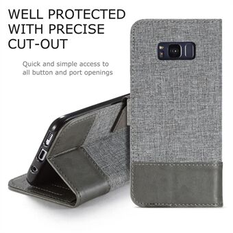 Stand Læder Canvas Splejsningsstativ Mobiltelefon etui til Samsung Galaxy S8 G950