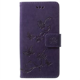 Imprint Butterfly Flowers Magnetic Wallet Læder Stand Cover til Samsung Galaxy S9 G960