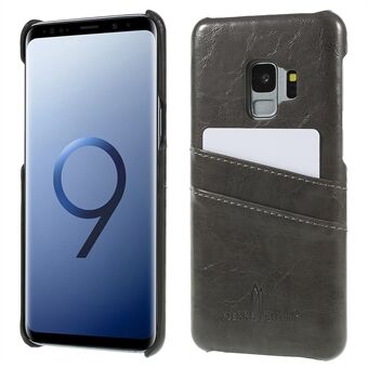 FIERRE SHANN Olievoks-kortholder PU læderbelagt pc-etui til Samsung Galaxy S9 SM-G960