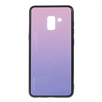 Gradient Color Glass + PC + TPU telefon etui til Samsung Galaxy A8 (2018)