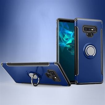 Carbon Fiber Texture TPU PC Hybrid Case with Magnetic Ring Holder for Samsung Galaxy Note9 N960