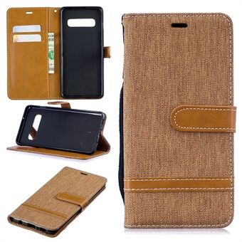 Two-tone Jean Cloth PU Leather Flip Case for Samsung Galaxy S10