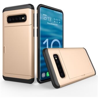 For Samsung Galaxy S10 Slide Card Holder Hybrid PC + TPU Phone Case