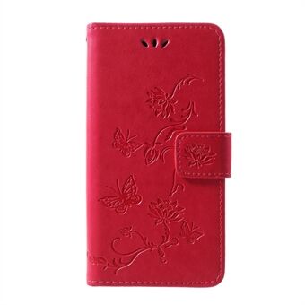 Imprint Butterfly Flower Wallet Lædertaske til Samsung Galaxy S10