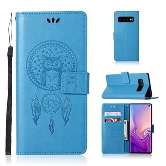 For Samsung Galaxy S10 Leather Cover Imprint Owl Dream Catcher Wallet Stand Case