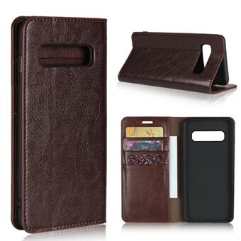 Crazy Horse Genuine Leather Wallet Stand Phone Shell for Samsung Galaxy S10