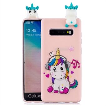 For Samsung Galaxy S10 Pattern Printing TPU Cell Phone Case with 3D Animal Doll