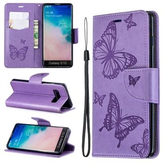 Imprint Butterfly Leather Wallet Phone Case for Samsung Galaxy S10
