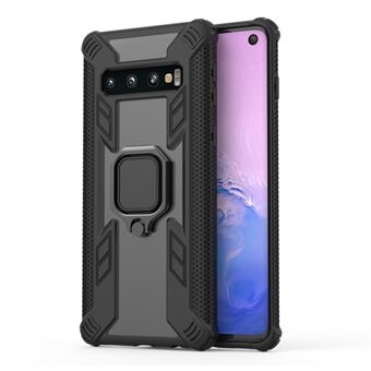 Warrior Style Rotating Ring Kickstand PC+TPU Beskyttende Bagcover til Samsung Galaxy S10
