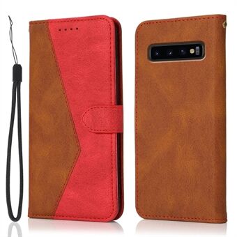 Farve splejsning tegnebog Stand læder telefon cover cover beskytter med snor til Samsung Galaxy S10 4G