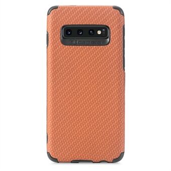 For Samsung Galaxy S10 4G PU Leather Coated Fiber Texture Phone Case PVC + Soft TPU Back Cover
