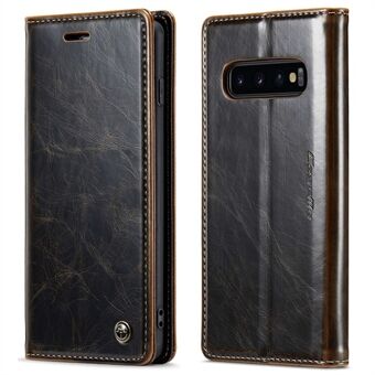CASEME 003-serien til Samsung Galaxy S10 4G Fuld beskyttelse telefonetui voksagtig tekstur magnetisk lukning PU-læder Flip Wallet Cover Stand