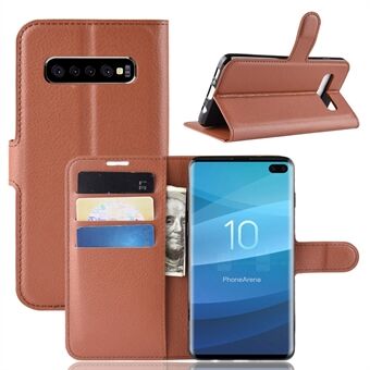 Litchi Skin Magnetic Leather Stand Cover for Samsung Galaxy S10 Plus Folio Flip Wallet Phone Case