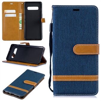 Two-tone Jean Cloth PU Leather Flip Case for Samsung Galaxy S10 Plus