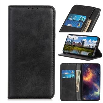 Auto-absorberet split læder tegnebog Stand cover til Samsung Galaxy S10 Plus - sort