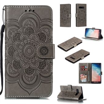 For Samsung Galaxy S10 Plus Imprint Mandala Flower Leather Wallet Case Phone Cover