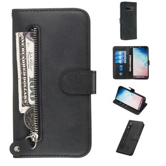 Zipper Wallet Leather Stand Protective Phone Casing with Stand for Samsung Galaxy S10 Plus