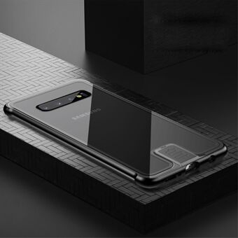 Leshield Series Metalramme+Glas telefonetui Shell til Samsung Galaxy S10 Plus - Sort