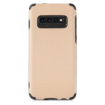 For Samsung Galaxy S10 Plus Fiber Texture PU Leather Coated Phone Back Case PVC + TPU Anti-drop Cover