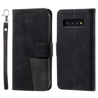 TTUDRCH 004 Splicing Skin-touch Phone Case for Samsung Galaxy S10 Plus, PU Leather Wallet Foldable Stand Cover with RFID Blocking Function