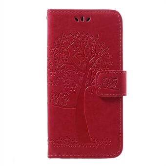 Imprint Tree Owl Læder tegnebog etui til Samsung Galaxy A40