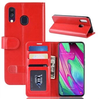 Crazy Horse PU læder flip Stand mobiltelefon cover med tegnebog til Samsung Galaxy A40