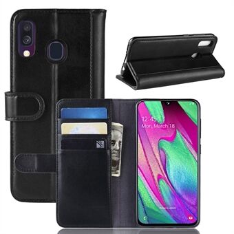 Split Leather Wallet Stand Cover for Samsung Galaxy A40 with Magnetic Closure Phone Case