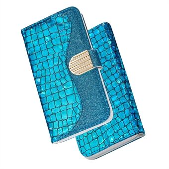Crocodile Skin Glittery Powder Splicing Wallet Læder Taske til Samsung Galaxy A40